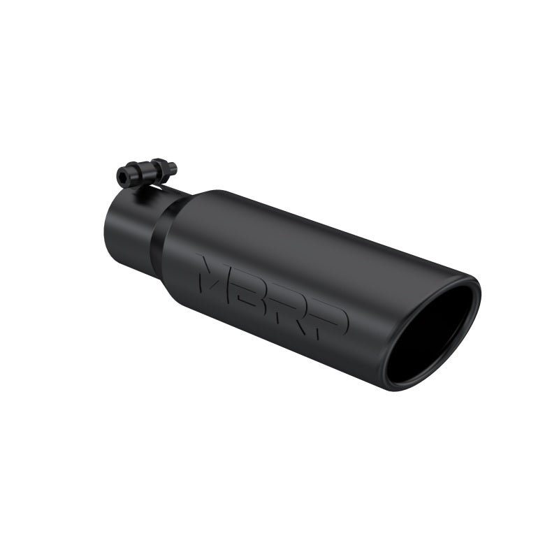 MBRP Universal Tip 3in O.D. Angled Rolled End 2 inlet 12 length - Black Finish.