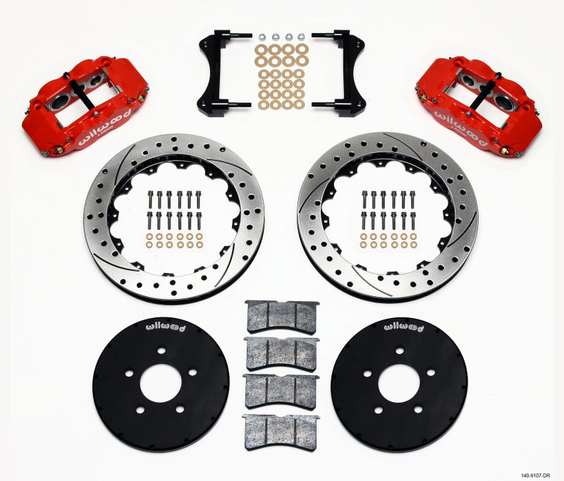 Wilwood Narrow Superlite 6R Front Hat Kit 12.88in Drill Red 1994-2004 Mustang.