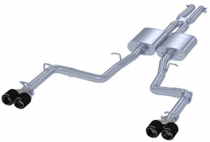 MBRP 2015+ Dodge Challenger 3.6L SS 2.5in Quad Tip Split Rear Exit w/ Carbon Fiber Tips - T304.