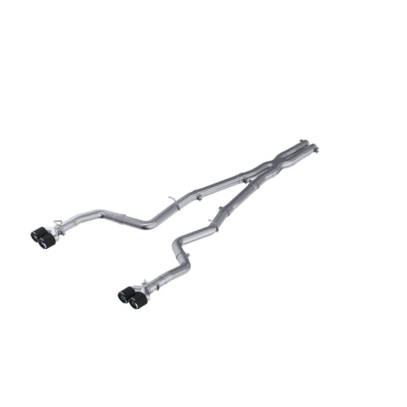 MBRP 15-16 Dodge Challenger 5.7L HEMI SS 3in Quad Split Rear Exit w/ Carbon Fiber Tips - T304.