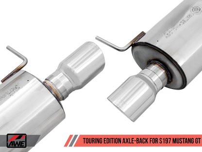 AWE Tuning S197 Mustang GT Axle-back Exhaust - Touring Edition (Chrome Silver Tips).