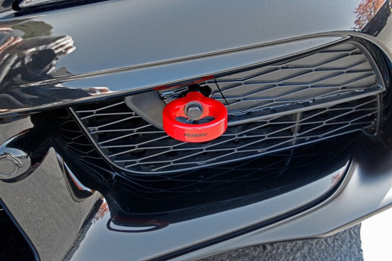 Perrin 2020 Toyota Supra Tow Hook Kit (Front) - Red.