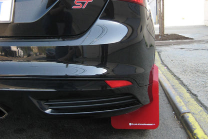 Rally Armor 12-18 Ford Focus SE/ST/RS UR Nitrous Blue Mud Flaps w/ White Logo.