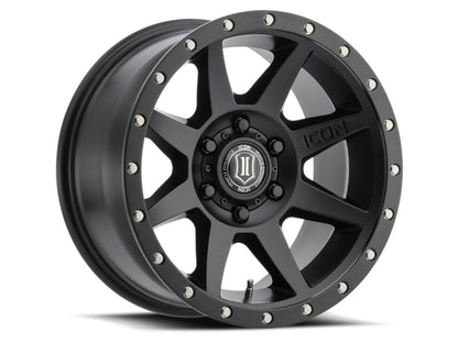 ICON Rebound Pro 17x8.5 6x5.5 0mm Offset 4.75in BS 106.1mm Bore Satin Black Wheel.