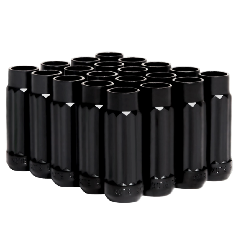 BLOX Racing 12-Sided P17 Tuner Lug Nuts 12x1.5 - Black Steel - Set of 20.
