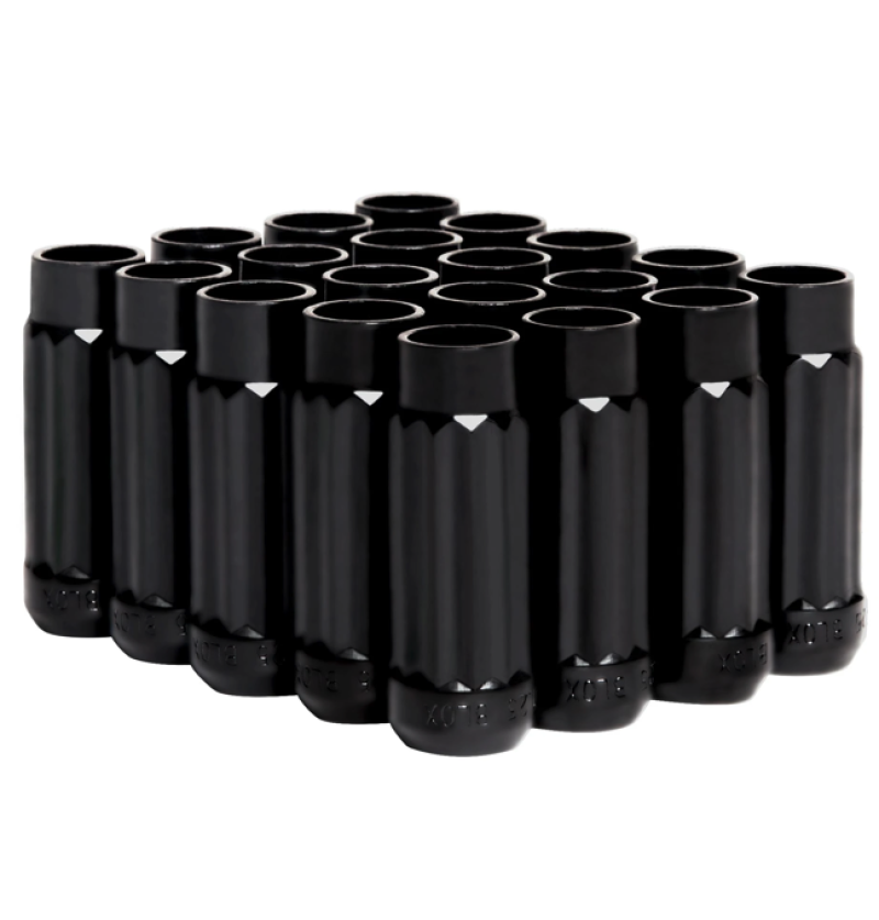 BLOX Racing 12-Sided P17 Tuner Lug Nuts 12x1.25 - Black Steel - Set of 20.