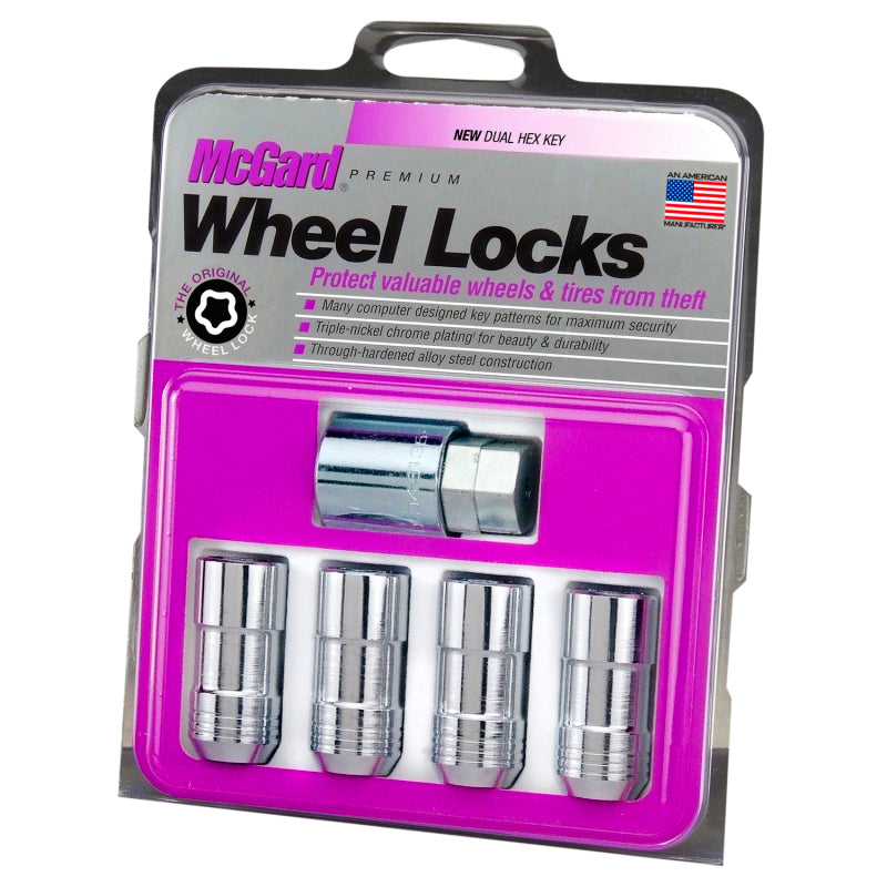 McGard Wheel Lock Nut Set - 4pk. (Cone Seat) M14X1.5 / 21mm & 22mm Dual Hex / 1.965in. L - Chrome.