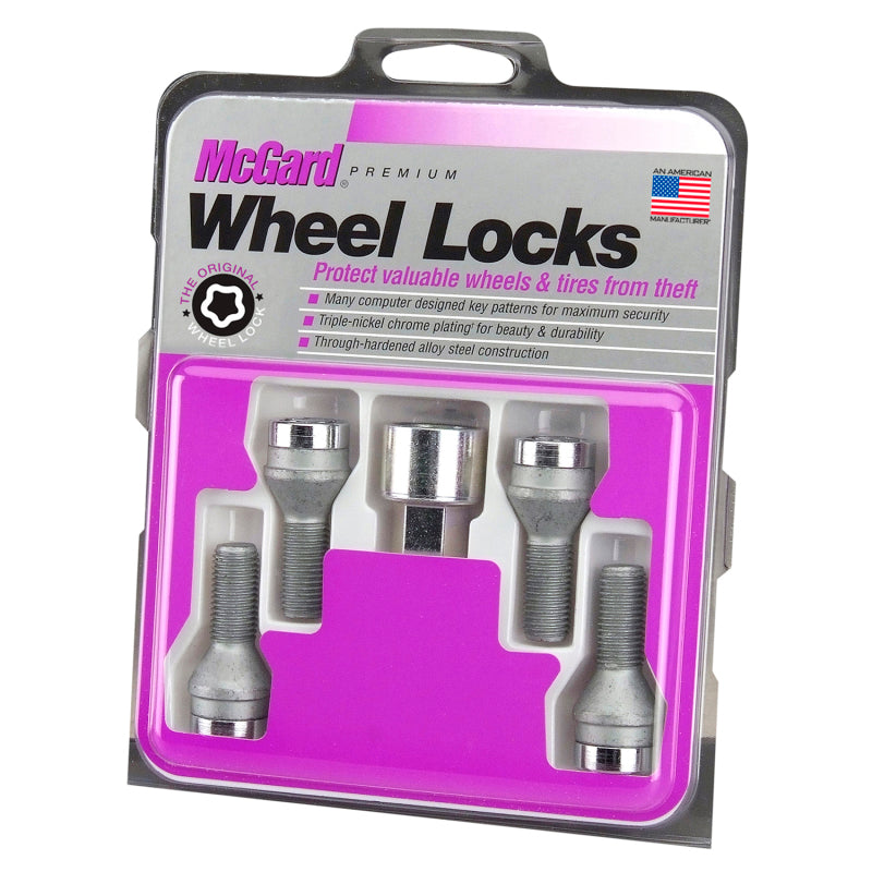 McGard Wheel Lock Bolt Set - 4pk. (Cone Seat) M12X1.5 / 17mm Hex / 25.5mm Shank Length - Chrome.