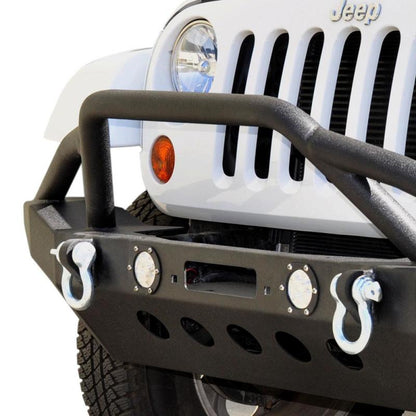 DV8 Offroad 07-18 Jeep Wrangler JK/JL FS-8 Mid Length Steel Front Bumper w/ LED Lights