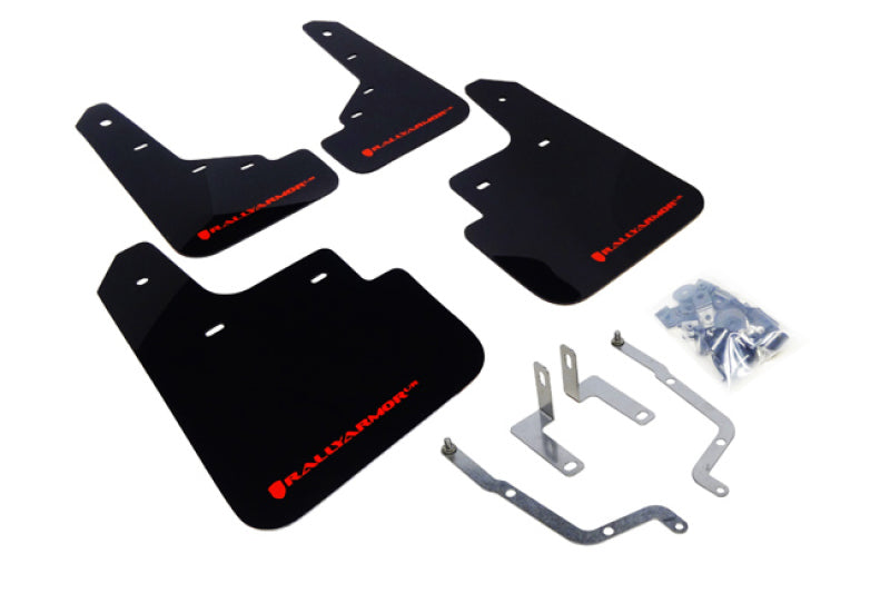 Rally Armor 2014+ Mazda3/Mazdaspeed3 UR Black Mud Flap w/ Red Logo.
