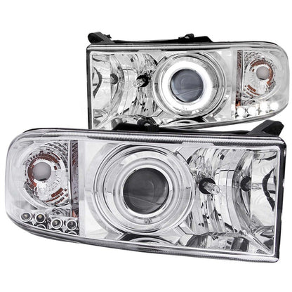 ANZO 1994-2001 Dodge Ram Projector Headlights w/ Halo Chrome.