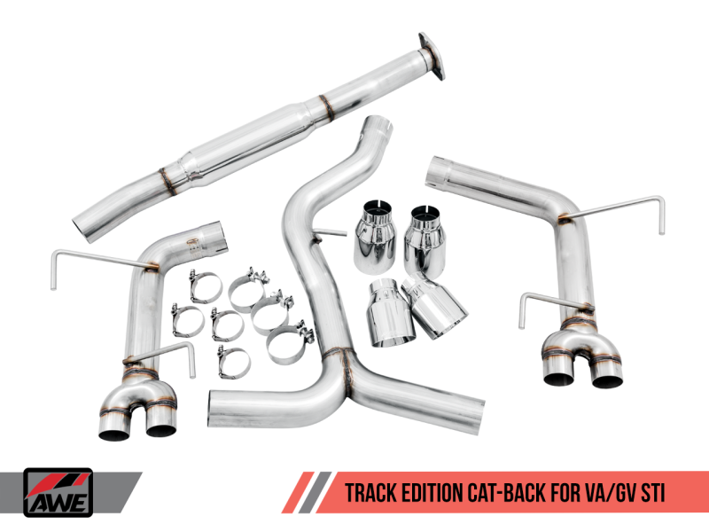 AWE Tuning Subaru WRX/STI VA/GV Sedan Track Edition Exhaust - Chrome Silver Tips (102mm).