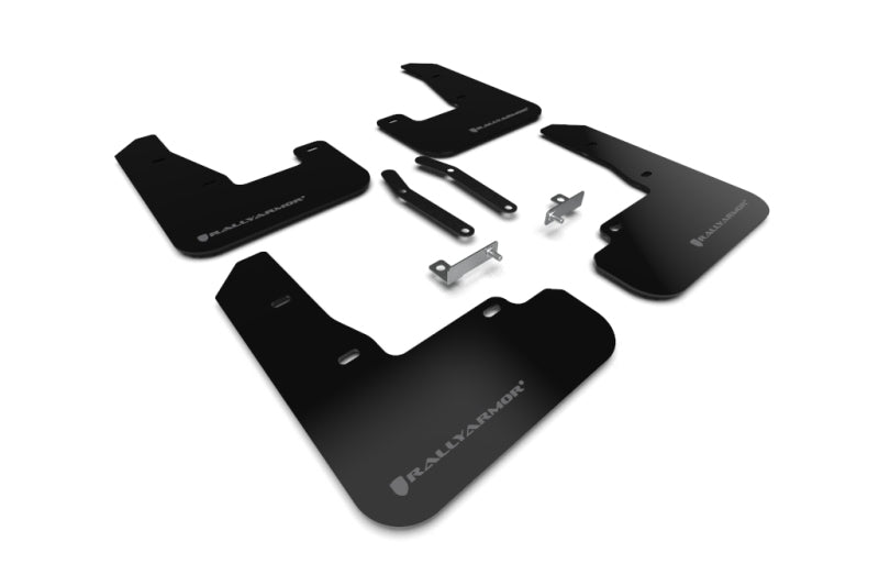 Rally Armor 2019+ Hyundai Elantra N Line UR Black Mud Flap w/ Grey Logo.