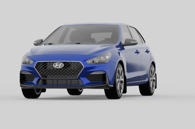 Rally Armor 2019+ Hyundai Elantra N Line UR Black Mud Flap w/ Performance Blue Logo.