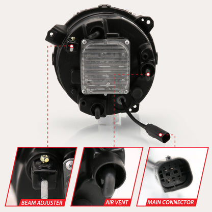 ANZO 2018-2019 Jeep Wrangler Full Led ProjectorH.L Black.