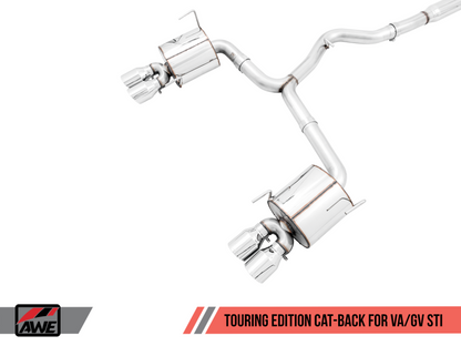 AWE Tuning Subaru STI VA / WRX GV / STI GV Sedan Touring Edition Exhaust - Chrome Silver Tip (102mm).