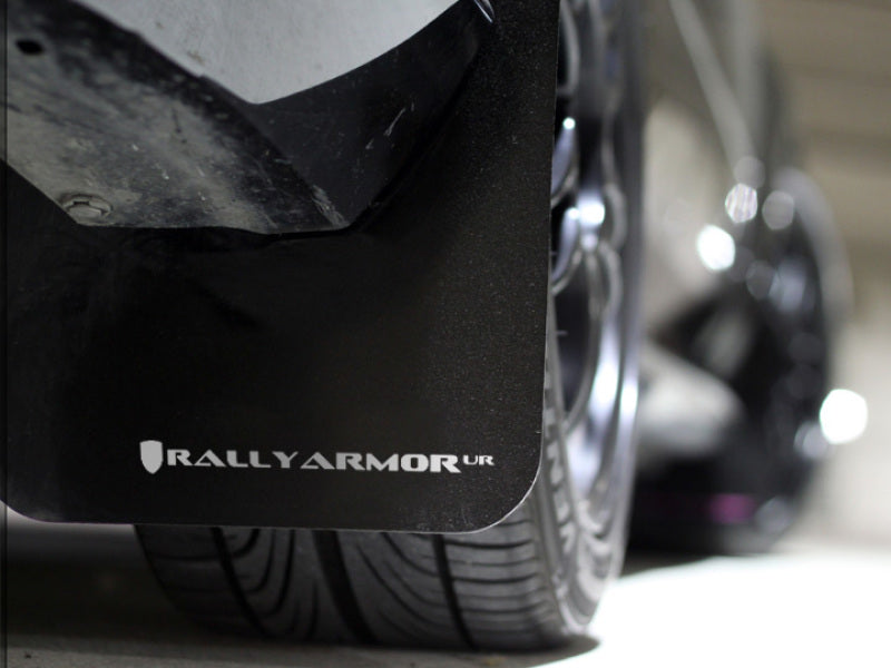 Rally Armor 12+ Subaru Impreza 5dr Hatch/4dr Sedan UR Black Mud Flap w/ White Logo.