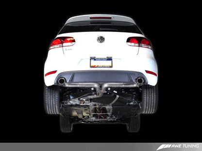 AWE Tuning Mk6 GTI Performance Catback - Diamond Black Round Tips.