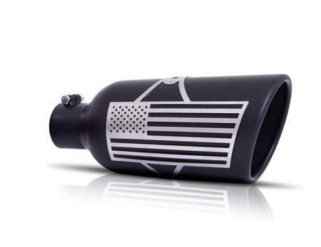 Gibson Patriot Series Rolled Edge Slash-Cut Tip - 5in OD/2.25-2.5in Inlet/12in Length - Blk Ceramic.