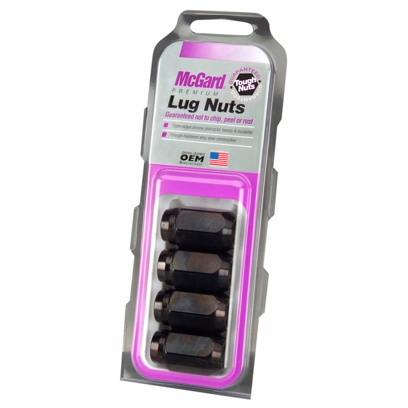 McGard Hex Lug Nut (Cone Seat) M12X1.5 / 13/16 Hex / 1.5in. Length (4-pack) - Black.