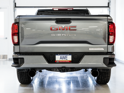 AWE Tuning Catback Split Rear Exit (Flat Bumper) | 3015-33206- Quad Diamond Tips