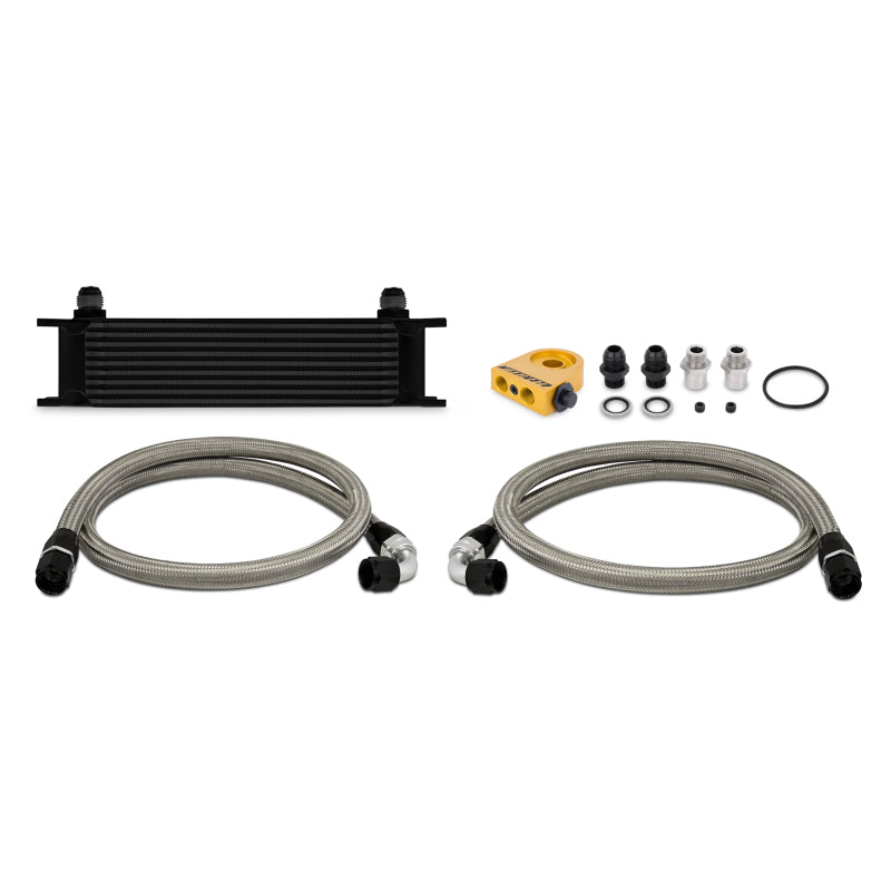 Mishimoto Universal Thermostatic 10 Row Oil Cooler Kit - Black.