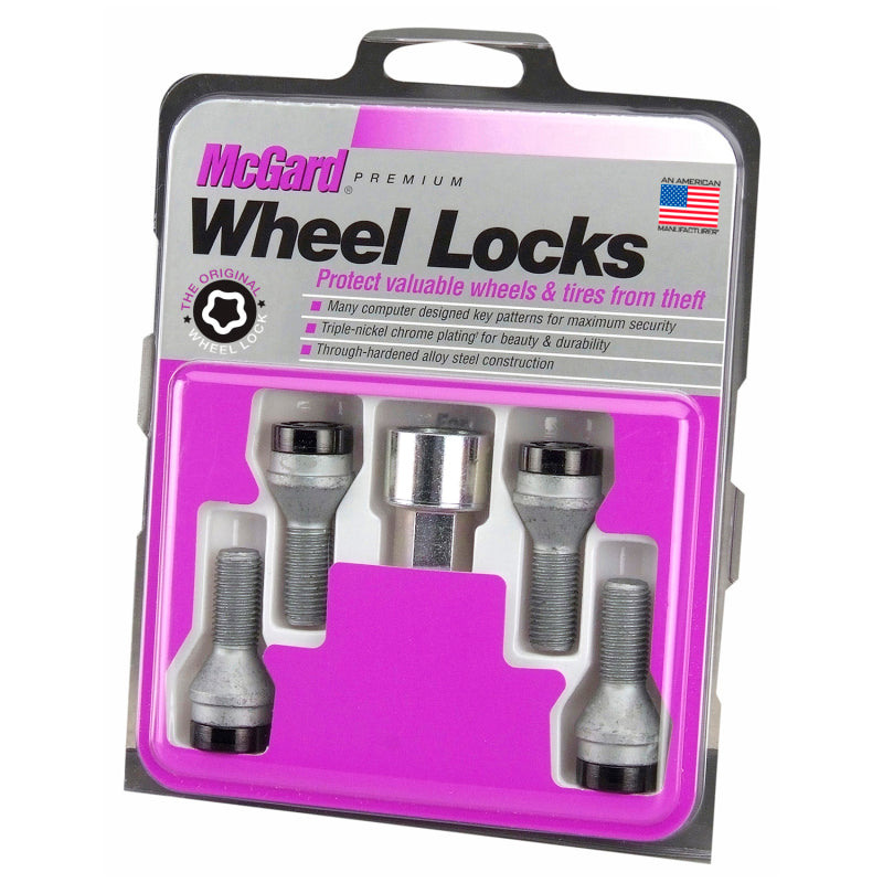 McGard Wheel Lock Bolt Set - 4pk. (Cone Seat) M12X1.5 / 17mm Hex / 25.5mm Shank Length - Black.