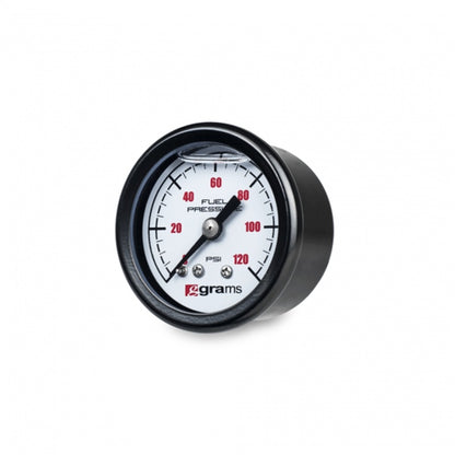 Grams Performance Universal 0-120 PSI Fuel Pressure Guage - White Face.