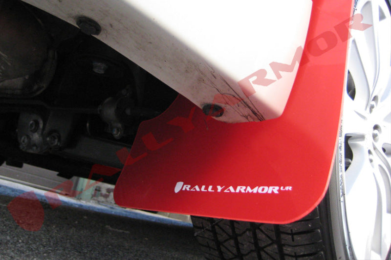 Rally Armor 08-10 WRX (hatch & sedan) / 08-11 Subaru 2.5i UR Red Mud Flap w/ White Logo.
