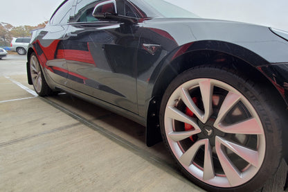 Rally Armor 17+ Tesla Model 3 UR Black Mud Flap w/ Red Logo.