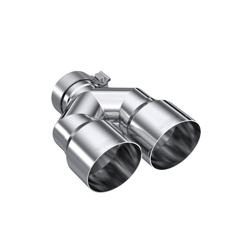 MBRP 3in ID / Dual 4in OD Out Staggered L 9.37in / R 9.87in Single Wall T304 SS Univ Exhaust Tip.