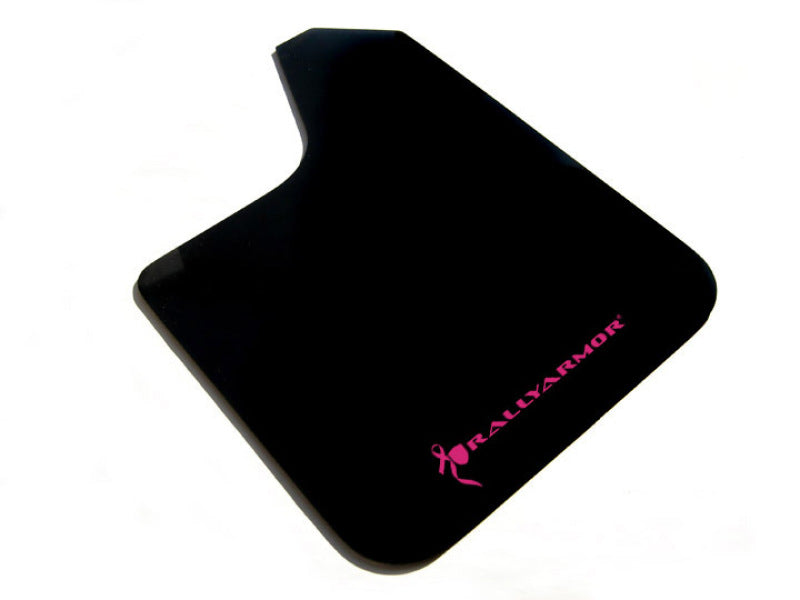 Rally Armor Universal fitment (no hardware) Basic Black Mud Flap w/ Pink Logo.