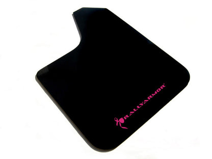 Rally Armor Universal fitment (no hardware) Basic Black Mud Flap w/ Pink Logo.