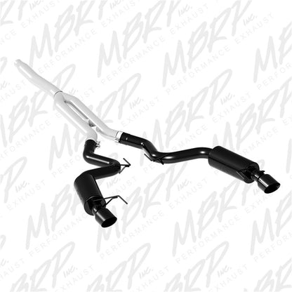 MBRP 15-18 Ford Mustang EcoBoost 2.3L Black 3in Cat Back Dual Split Rear Exit (Street Version).