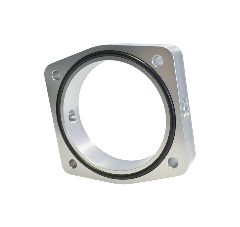 Torque Solution Throttle Body Spacer (Silver): 03-06 Nissan/Infinti VQ35DE.
