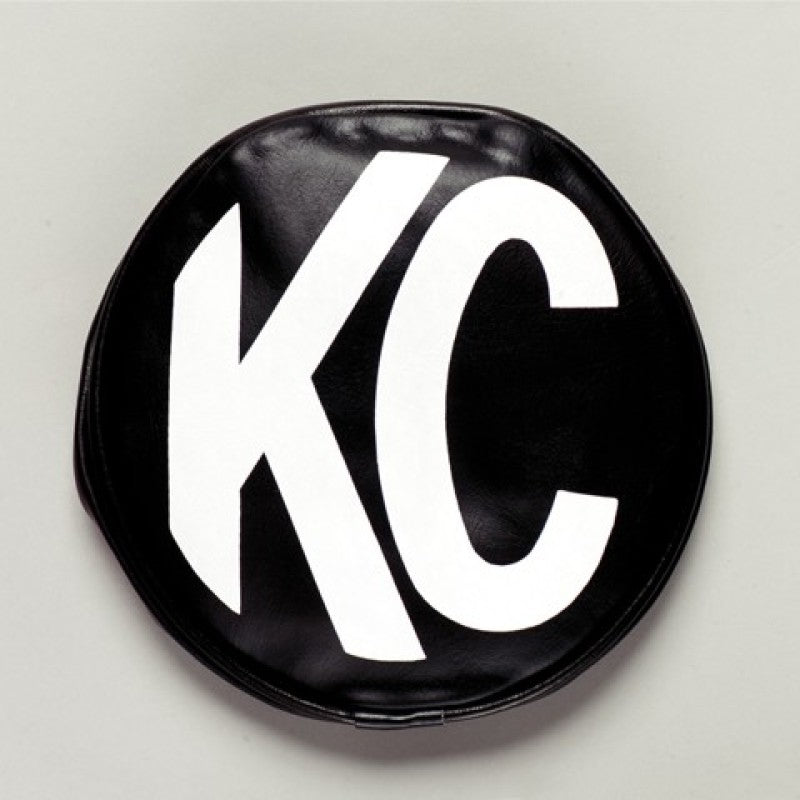 KC HiLiTES 6in. Round Soft Cover (Pair) - Black w/White KC Logo.
