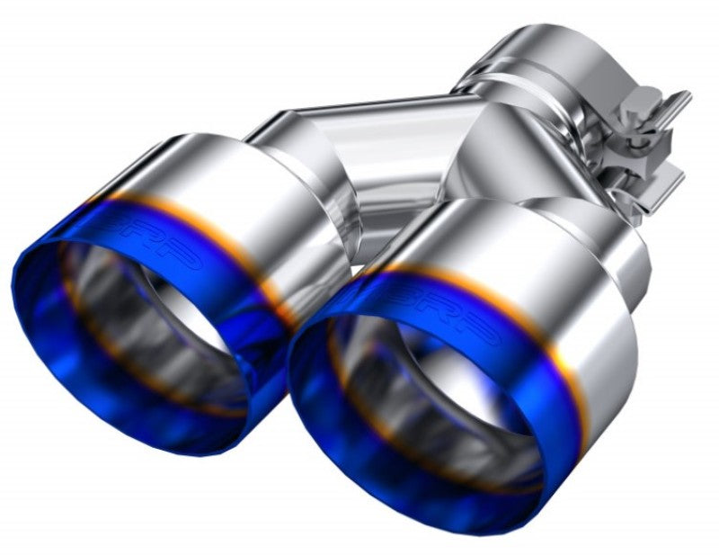 MBRP Burnt End Tip 2.5 ID Dual 4 OD Out 9.55 length Single wall 304 Stainless Steel Pass Side.