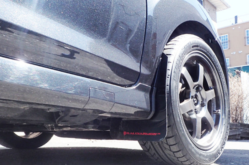 Rally Armor 13+ Ford Fiesta ST Black Mud Flap w/ Red Logo.