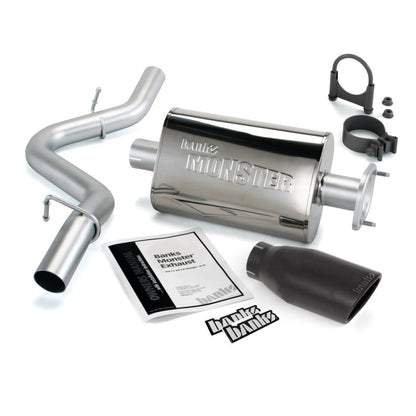 Banks Power 00-03 Jeep 2.5/4.0L Wrangler w/ 2-Bolt Cat Monster Exh Sys - SS Single Exh w/ Blk Tip.