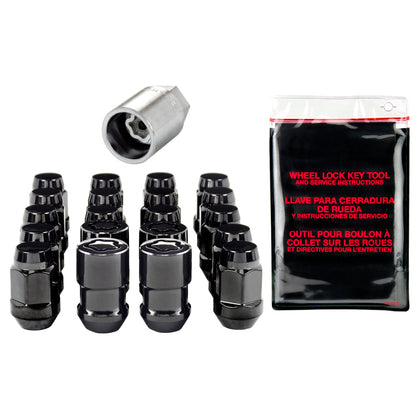 McGard 5 Lug Hex Install Kit w/Locks (Cone Seat Nut / Bulge) M12X1.5 / 3/4 Hex / 1.45in. L - Black.