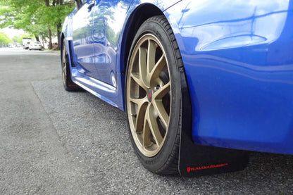 Rally Armor 15+ Subaru WRX & STi Sedan Only UR Black Mud Flap w/ Blue Logo.