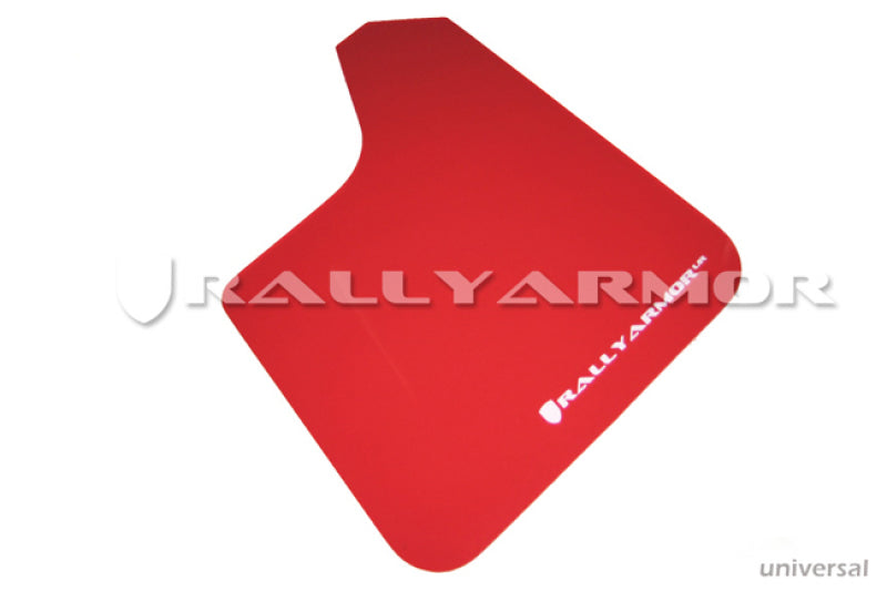Rally Armor Universal fitment (no hardware) UR Red Mud Flap w/ White Logo.