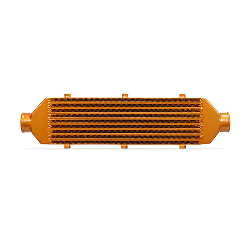 Mishimoto Universal Gold Z Line Intercooler  Overall Size: 28x8x3 Core Size: 21x6x2.5 Inlet / Outlet.