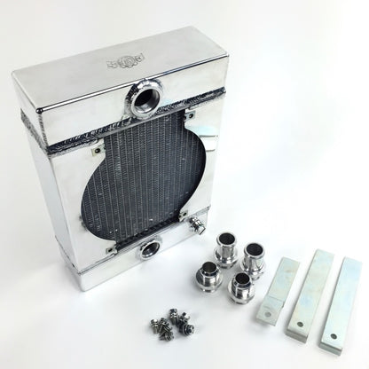 CSF Universal Drag Race / Tuck Radiator w/9in Spal Fan - 10.5in H x 10in L x 3.6in W.
