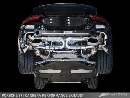 AWE Tuning 991 Carrera Performance Exhaust - Use Stock Tips.