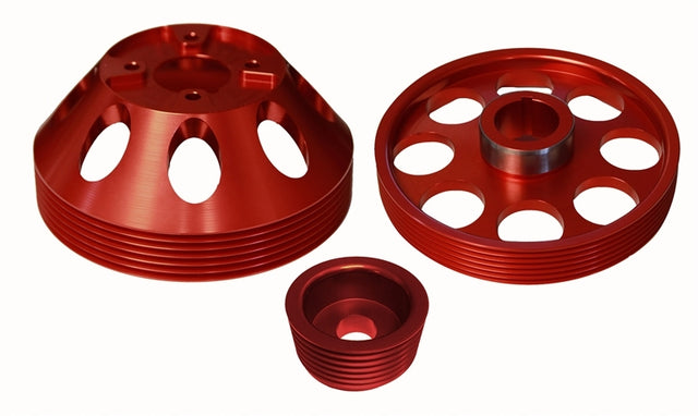 Torque Solution Lightweight WP/Crank/Alt Pulley Combo (Red): Hyundai Genesis Coupe 3.8 2010+.