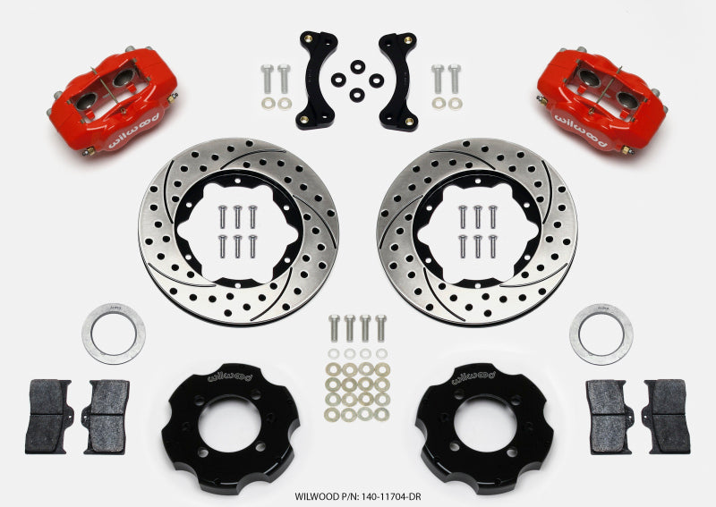 Wilwood Forged Dynalite Front Hat Kit 11.00in Drilled Red 95-05 Miata.
