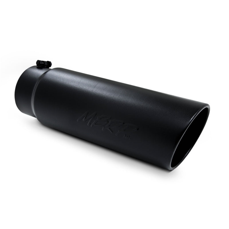 MBRP Universal Tip 6in OD Angled Rolled End 5in Inlet 18in Lgth Black Finish Exhaust.