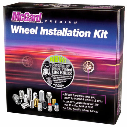 McGard 5 Lug Hex Install Kit w/Locks (Cone Seat Bolt) M14X1.5 / 17mm Hex / 30.5mm Shank L. - Black.