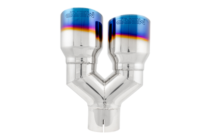 MBRP Burnt End Tip 2.5 ID, Dual 3.5 OD Out, 9.5 length, Single wall 304 Stainless Steel.